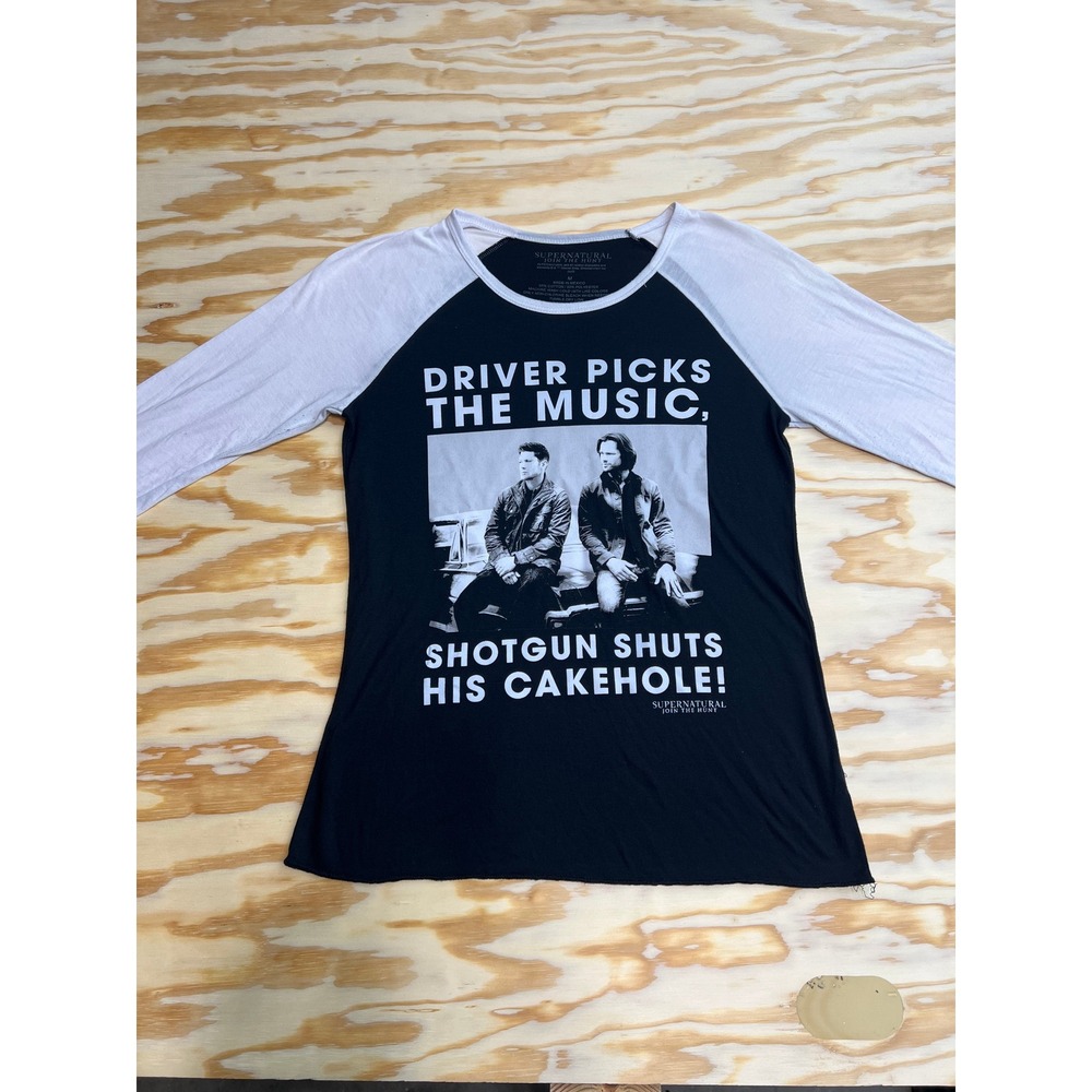 Supernatural Join The Hunt Raglan Baseball Tee Sam Dean Winchester Quote Size M